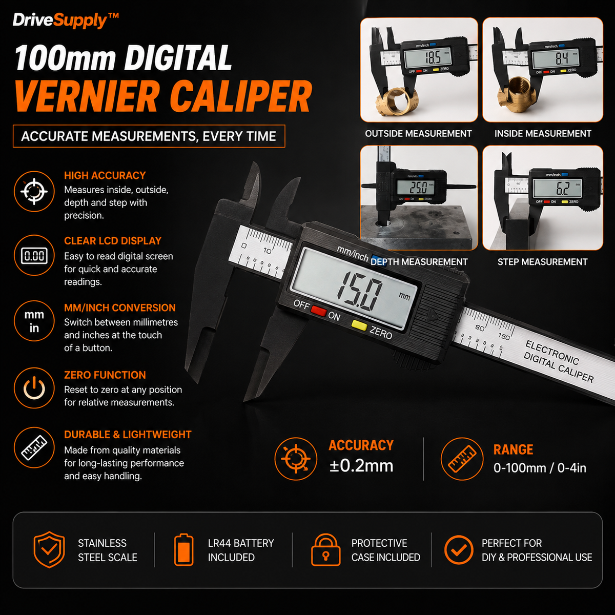 100mm Digital Vernier Caliper