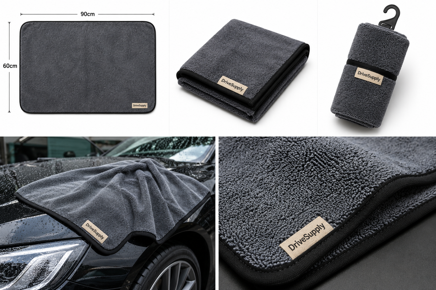 DriveSupply™ Ultra-Absorbent Microfibre Car Drying Towel (60cm x 90cm)